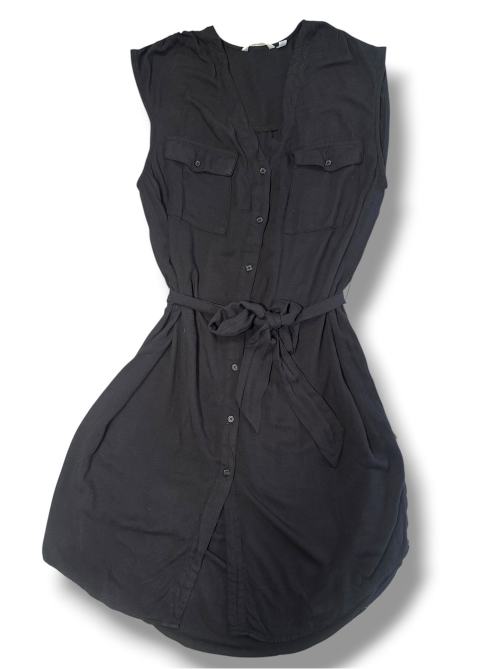 La Vie En Rose Aqua Black Sleeveless Utility Shirt Dress Swim Coverup Large EUC